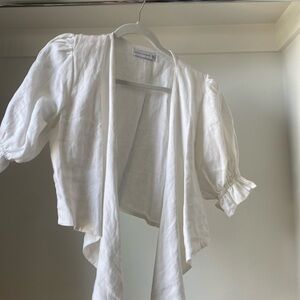 Faithful the brand white linen tie front cropped blouse. US size 6